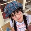Korean Style Plaid Cloud Berets Sun Protection Octagonal Caps Retro Newsboy Cap  Female
