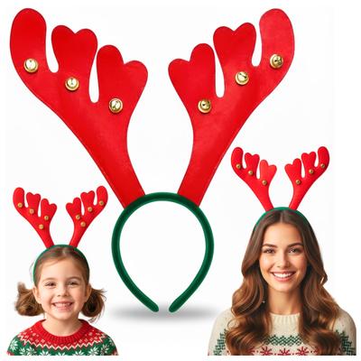 Christmas Reindeer Antler Headband with Bells, Costume for Photoshoot, Prop
