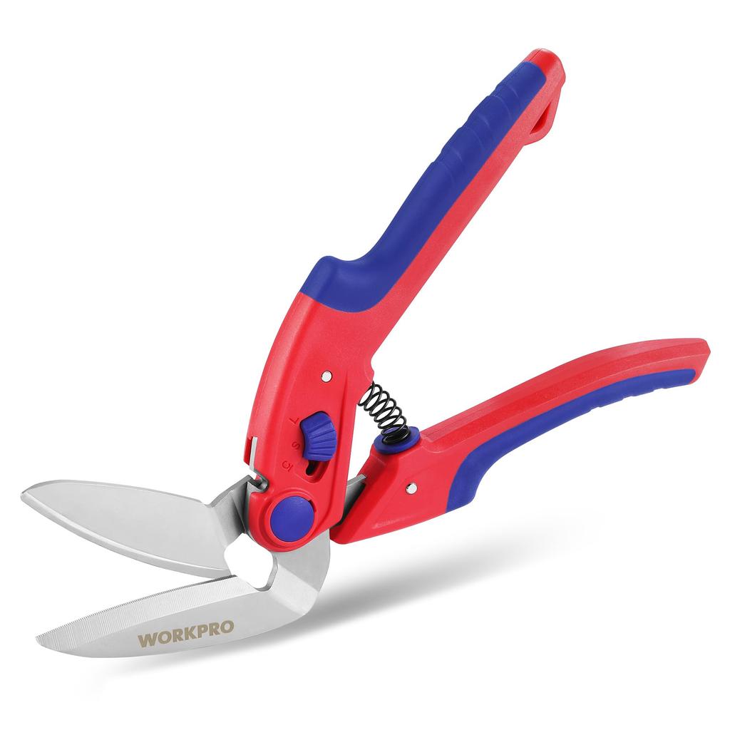WORKPRO Powerful Stainless Steel Cutting Adjustable Grip Opening High DIY Oversized Garbage Home Work Use All-Purpose Scissors, Scissors,