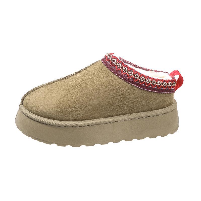 Women's Size 43 Plus Velvet Fur Warm Snow Boots - Thick Sole, Backless, Cotton Slippers