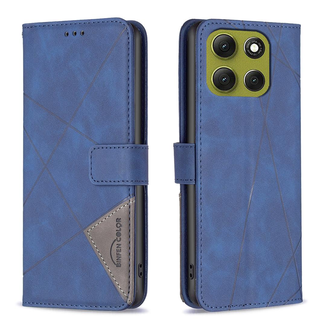 

Для Motorola Moto G86 5G Чехол для телефона BINFEN COLOR Кошелек Подставка Геометрический Тисненый Кожаный Чехол Blue