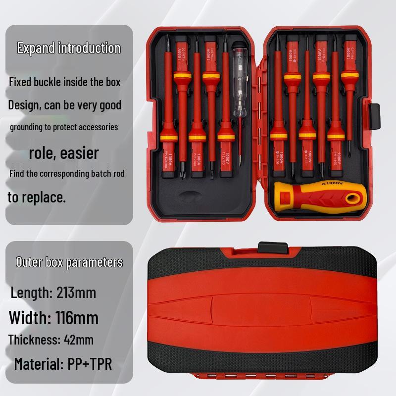 13-Piece Insulated Electrician's Screwdriver Set - Professional Hardened Tools