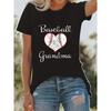 Womens Grandma Heart Print T Shirt Casual Crew Neck Short Sleeve Spring Summer Comfort Top