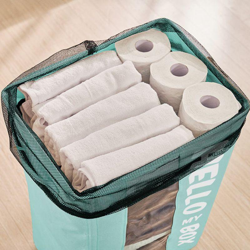 Reborn. J Wheeled Multipurpose Folding Fabric Storage Organizer Basket 90L (Mint)