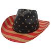 American Waterproof And Old Stars And Stripes Five-Pointed Star Striped Cowboy Hat With Curved Brim Equestrian Riding Jazz Top Hat