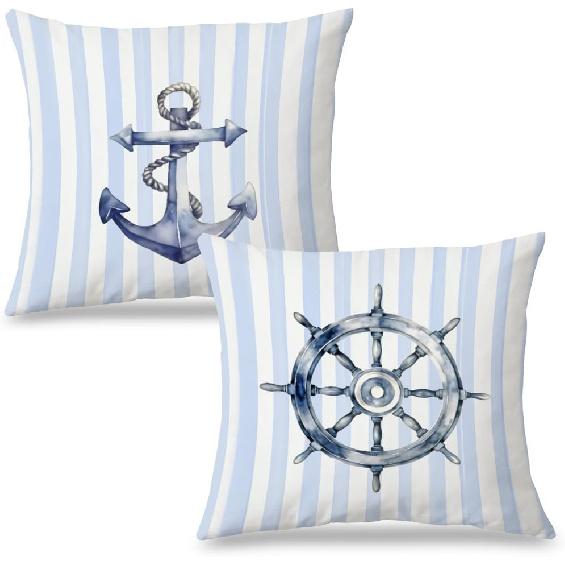 Abstract Oyster Coastal Beach Pillow Covers 18x18 Set of 2, Beachy Room Decor Aesthetic, Retro Coastal Ocean Oyster Shell Decorative Lumbar Pillow