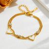 Stainless Steel Gold-Plated Double-Layer Heart Bracelet French Retro White Mother of Pearl Minimalist Luxury Jewelry