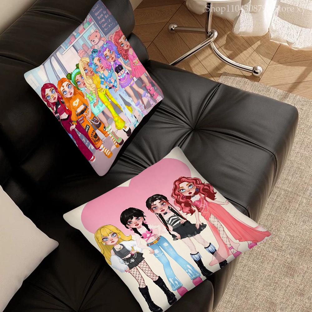Anime Rainbow High Doll Pillow Case Fashion Square Pillowcase Bedroom Sofa Room Ins Decoration Leisure Cushion Cover 40x40