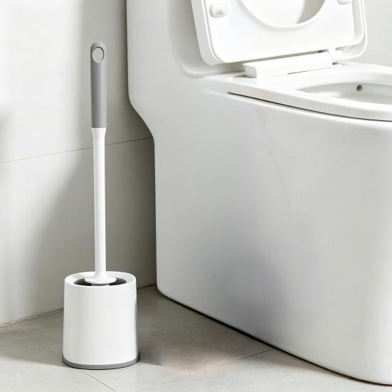 Spazzolino da WC con Manico Esteso Antiscivolo e Foro per Appendere, Testa a Spazzole Morbide a Forma di Arco Detergente per Bagno per Pulizia Profonda