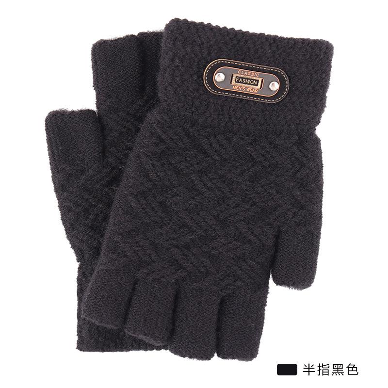 Gloves Men s and Women s Knitted Autumn Cold-proof Warm Fleece Thickened Wool Outdoor Riding Gloves One size