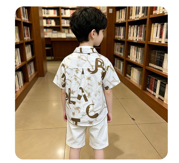 Boys' Collar Shirt Summer Men's Treasure Casual White Pure Cotton Children's Shirt