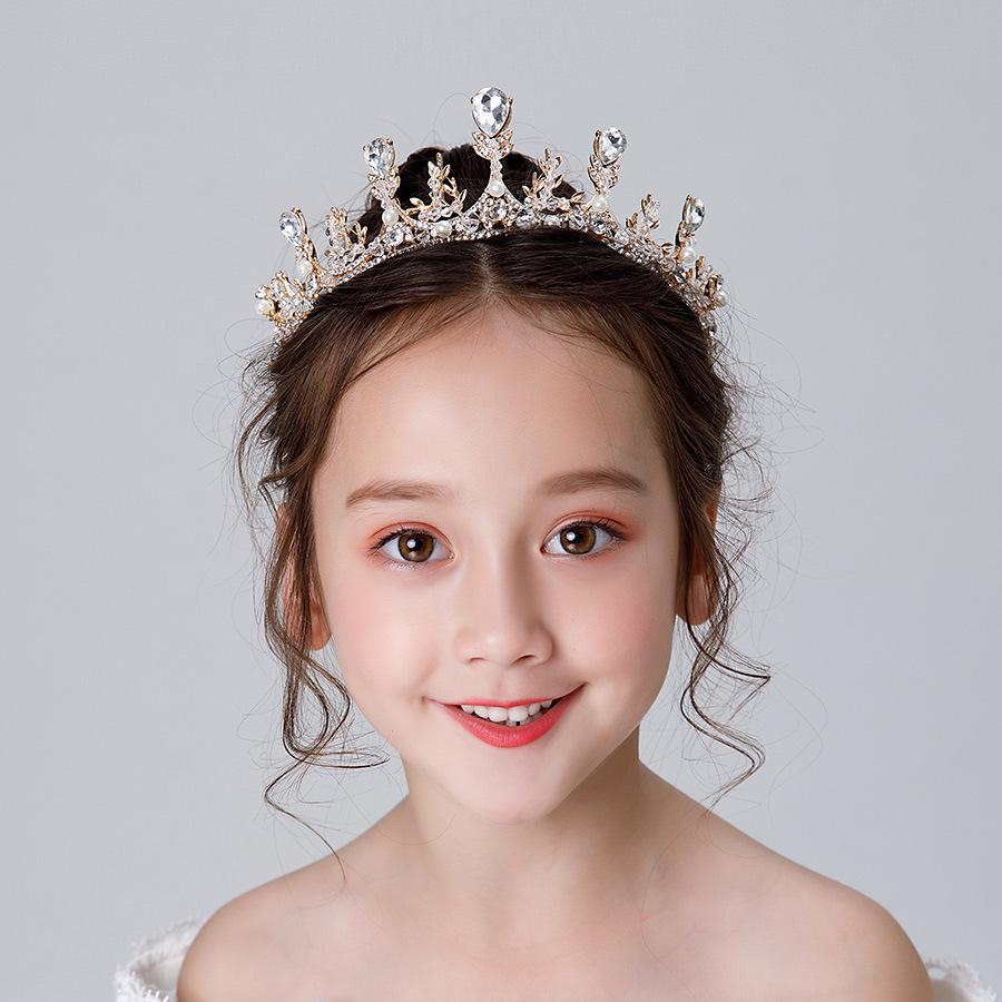 Crystal Tiara Headpiece for Girls – Golden Frozen Elsa Crown Hair Accessory