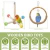 Rotating Bird Perches Toy, Wooden Parrot Swing Playing Gym Exercise Stand Cage Grinding Climbing Standing Perch for Cockatiels
