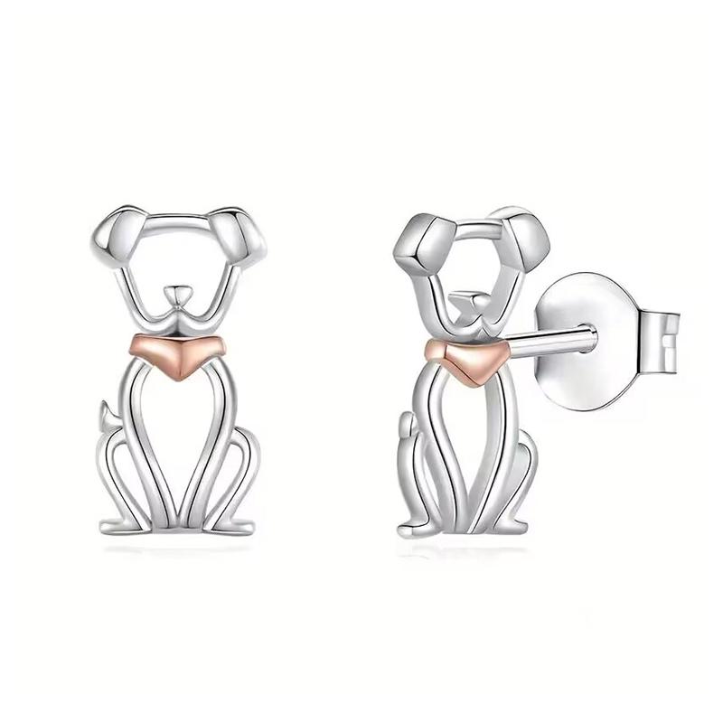 

Fashion Pet Dog Puppy Stud Earrings Silver Plated Little Dachshund Earrings For Women Girls
