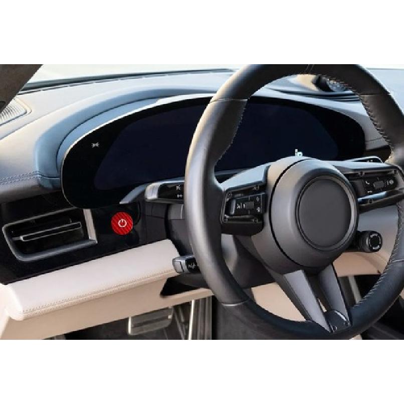 Sports Red Real Carbon Fiber Engine Start Stop Button Cover For Porsche Taycan
