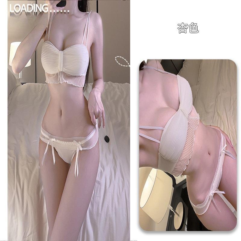 Sexy underwear women's pure desire, sexy small breasts gather without steel rim bow, thin bra set