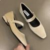 Fashion Suede Flats Loafers Women Marie Janes Spring Shoes 2024 Square Toe Ballet Dance Shoes Fashion Luxury Dress Zapatillas De Mujer