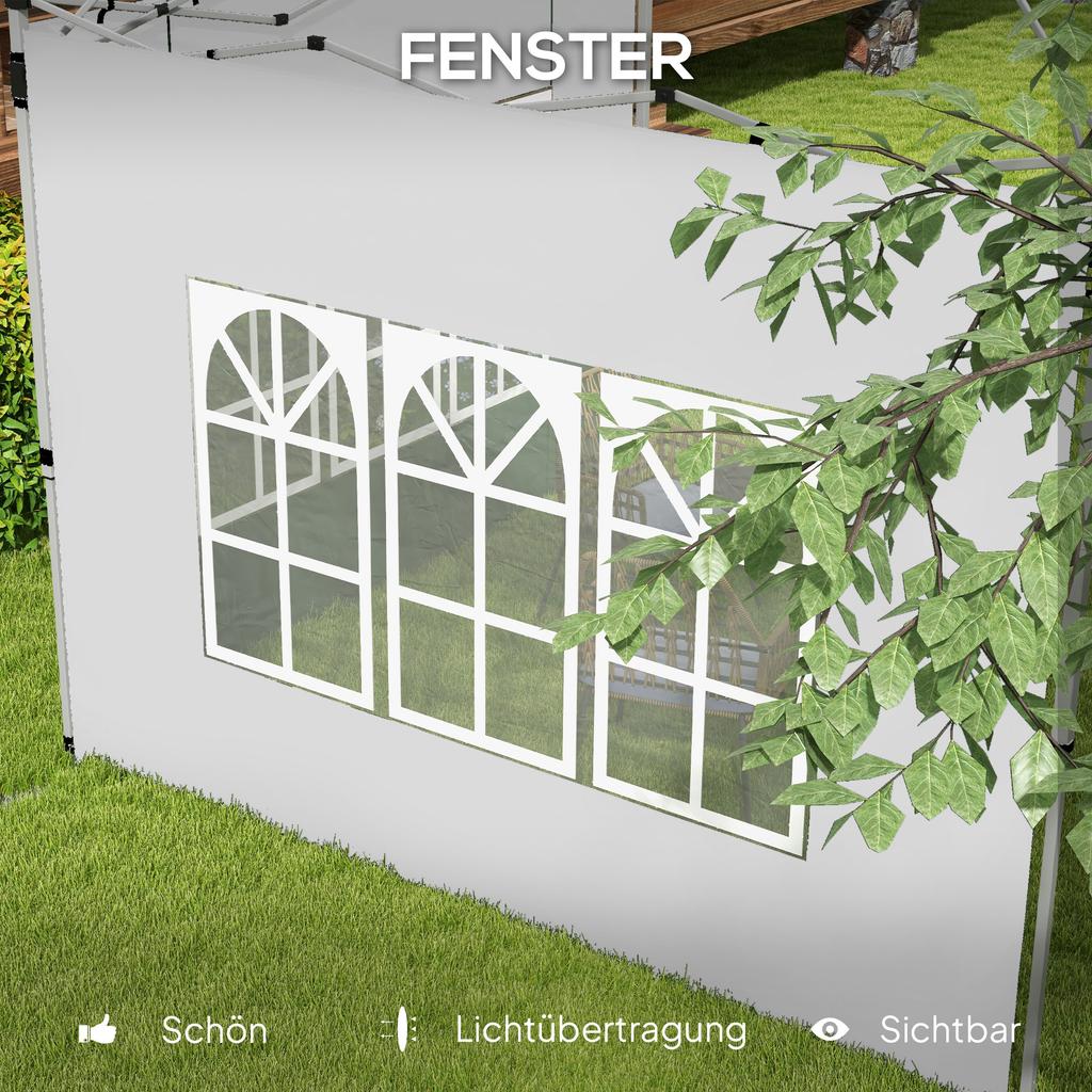 Gazebo Side Panels, Sides Replacement with Window for 3x3(m) or 3x4m Pop Up Gazebo, 2 Pack, White