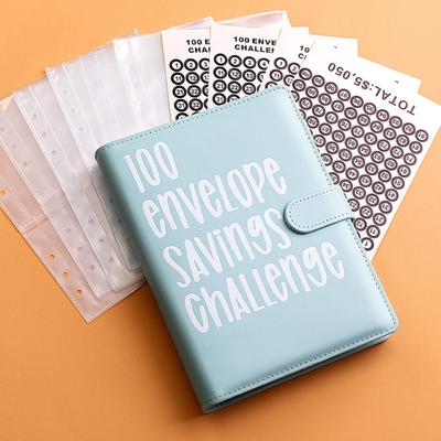 100 Envelope Savings Challenge Kit PU Binder with Numbered Pockets And Progress