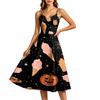 Women's Casual Halloween Print Round Neck Sleeveless Dress for Holiday Party