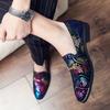 Luxury Fashion Printed Embroidery Suede Flats Shoes British Style Oxfords Man Party Wedding Dress Formal Prom Loafers Footwear
