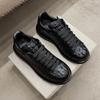 New crocodile print black men's breathable shoes running casual sports shoes natural cowhide Zapatos Hombre