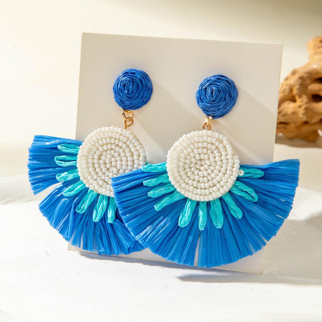 Accessories Bohemian blue tone flower earrings, geometric earrings earrings for women