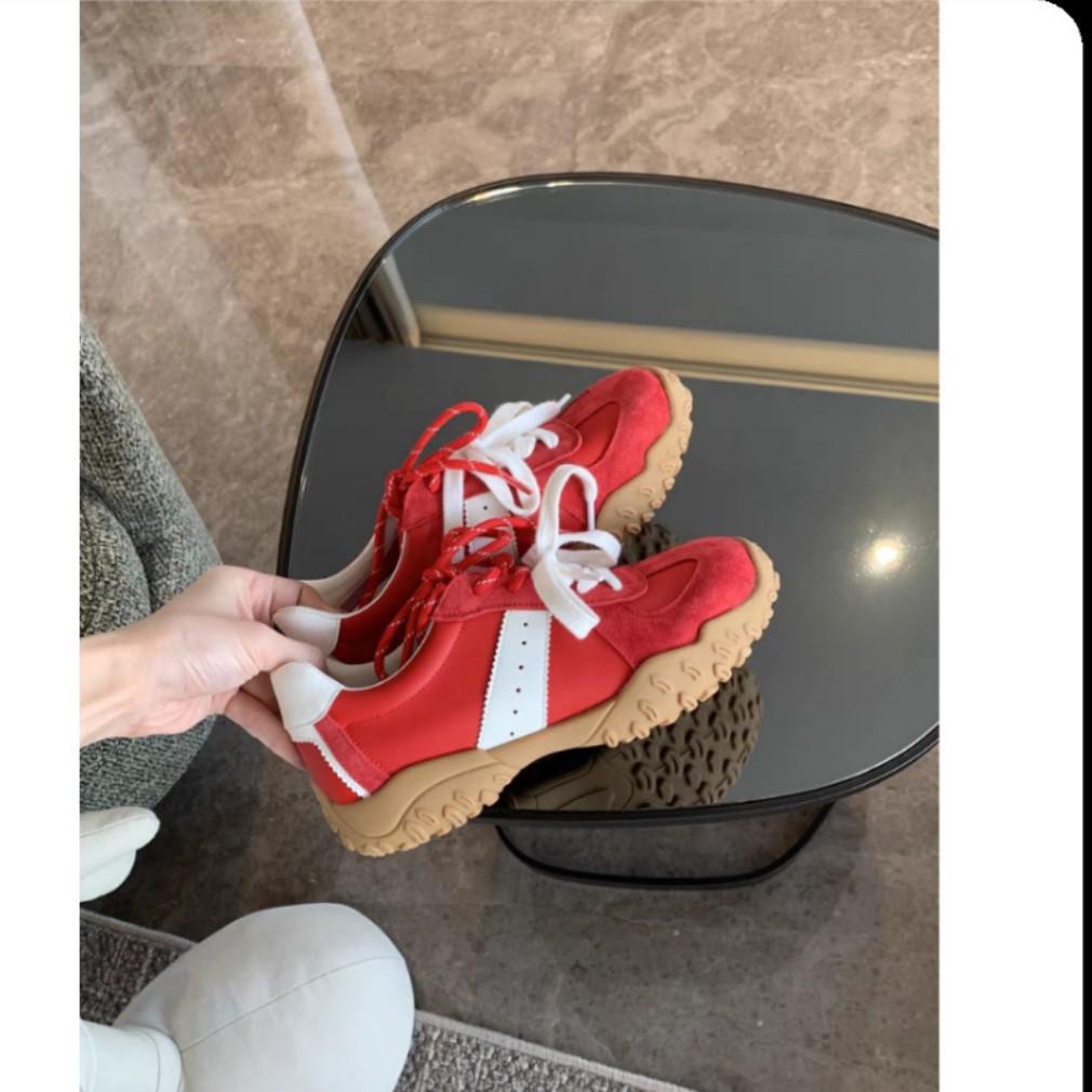 

Grape mother s same 7cm inner height increase~ invisible leg pull splicing round head pair of shoelaces casual sports shoes German training shoes wom 40 красный