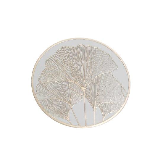 Round Heat Resistant Placemat Ginkgo Design Protection Gold Silver Table Leaf Mat Anti-Scalding Insulated