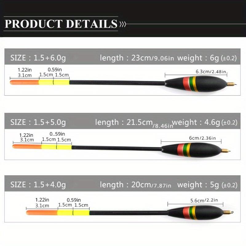3Pcs/Lot Balsa Wood Fishing Floats with Copper Weight, High Visibility Thick Tip Bobbers for Rock Fishing, Freshwater & Saltwater