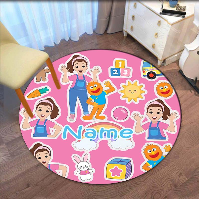 Custom Name Ms. Rachel Printed Round Rug Carpet Chair Rug Area Rug Entryway Doormats,for Office Chair Living Room Bedroom Kitchen Room.