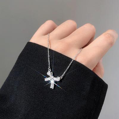 Bow Necklace Girls Summer Light Luxury Niche Design Sense Clavicle Chain Stainless Steel Strong Chain
