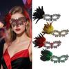Halloween Mask,Masquerades Venetians Mask Feather Lace Eye Mask,Half Face Masquerades Mask for Carnivals Ball Party