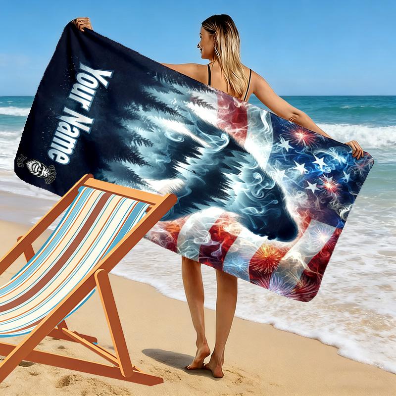 Name Custom Bigfoot Print Beach Towel, Large Soft Quick Dry Towel for Beach Camping Swimming