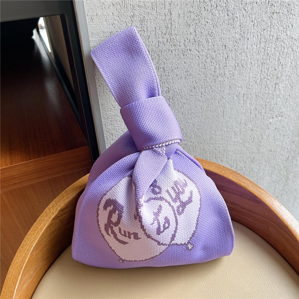 Knitted Mobile Phone Bag For Women In Spring And Autumn Cute Cartoon Versatile One Shoulder Diagonal Cross Bag Travel Coin Purse Small Handbag