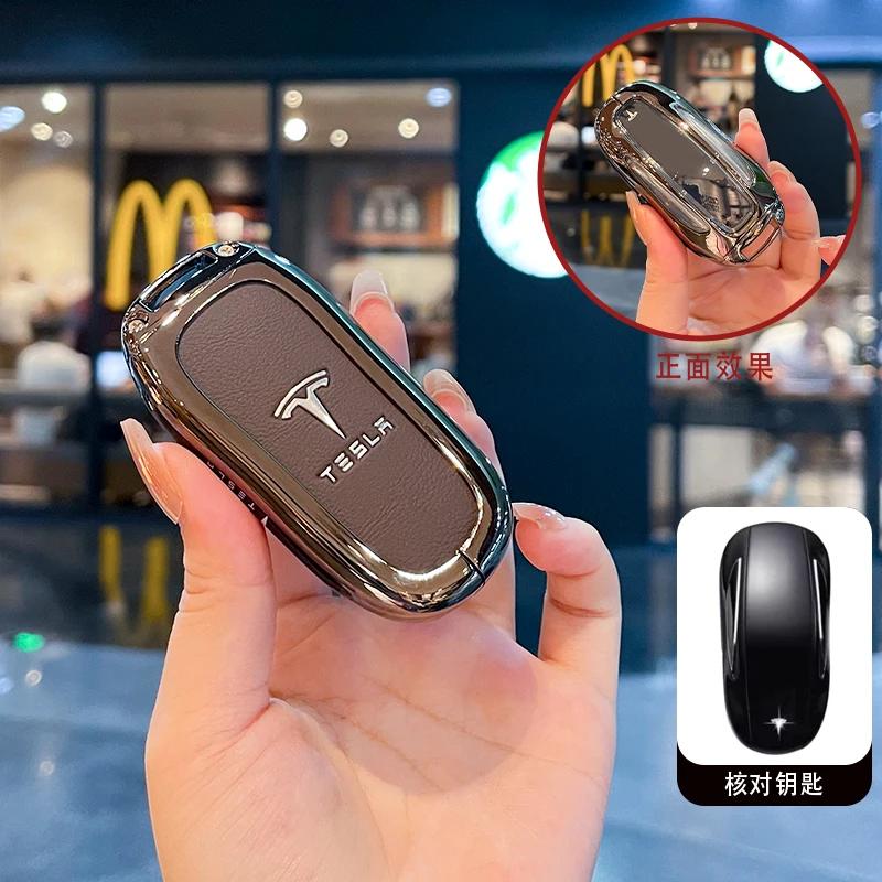 

Автомобільна наклейка Tesla Преміум Шкіра Сплав Автомобільний Розумний Пульт Дистанційного Ключа Чохол-Оболонка Для Tesla Model 3 Model S Model X Безключовий Захисник