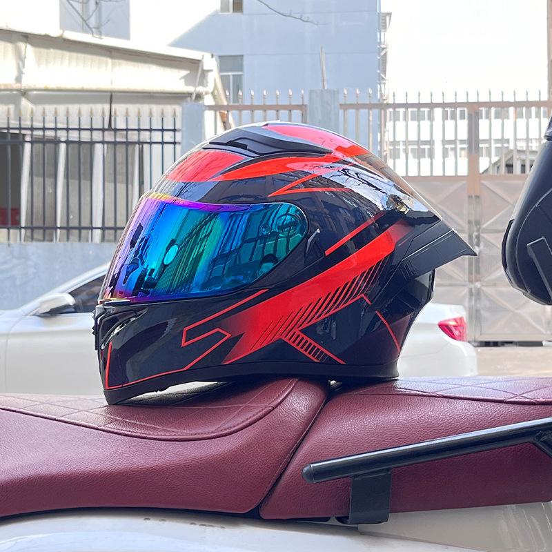 Motorcycle big tail helmet full helmet can be installed Bluetooth headset men's four seasons electric vehicle locomotive riding safety