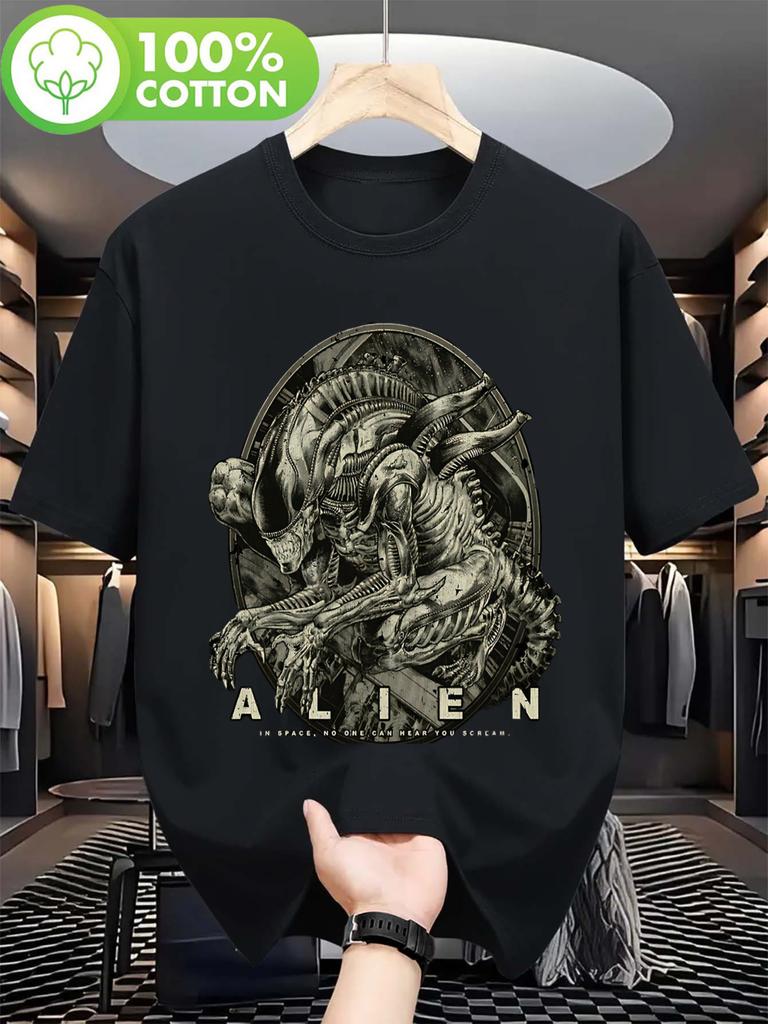 Unisexs 19791987 Retro SciFi Movie TShirt Official Facehugger Alien Creature Design Large
