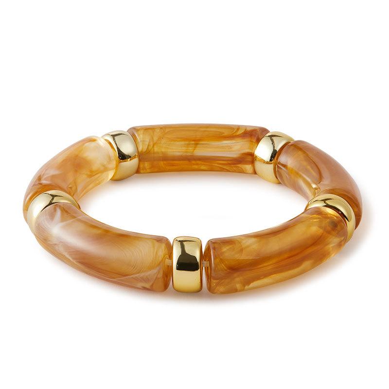 Summer Acrylic Bamboo Beads Bracelet for Women Multi Color Stretchy Resin Girls Charm Couple Bangles Men Jewelry Gift