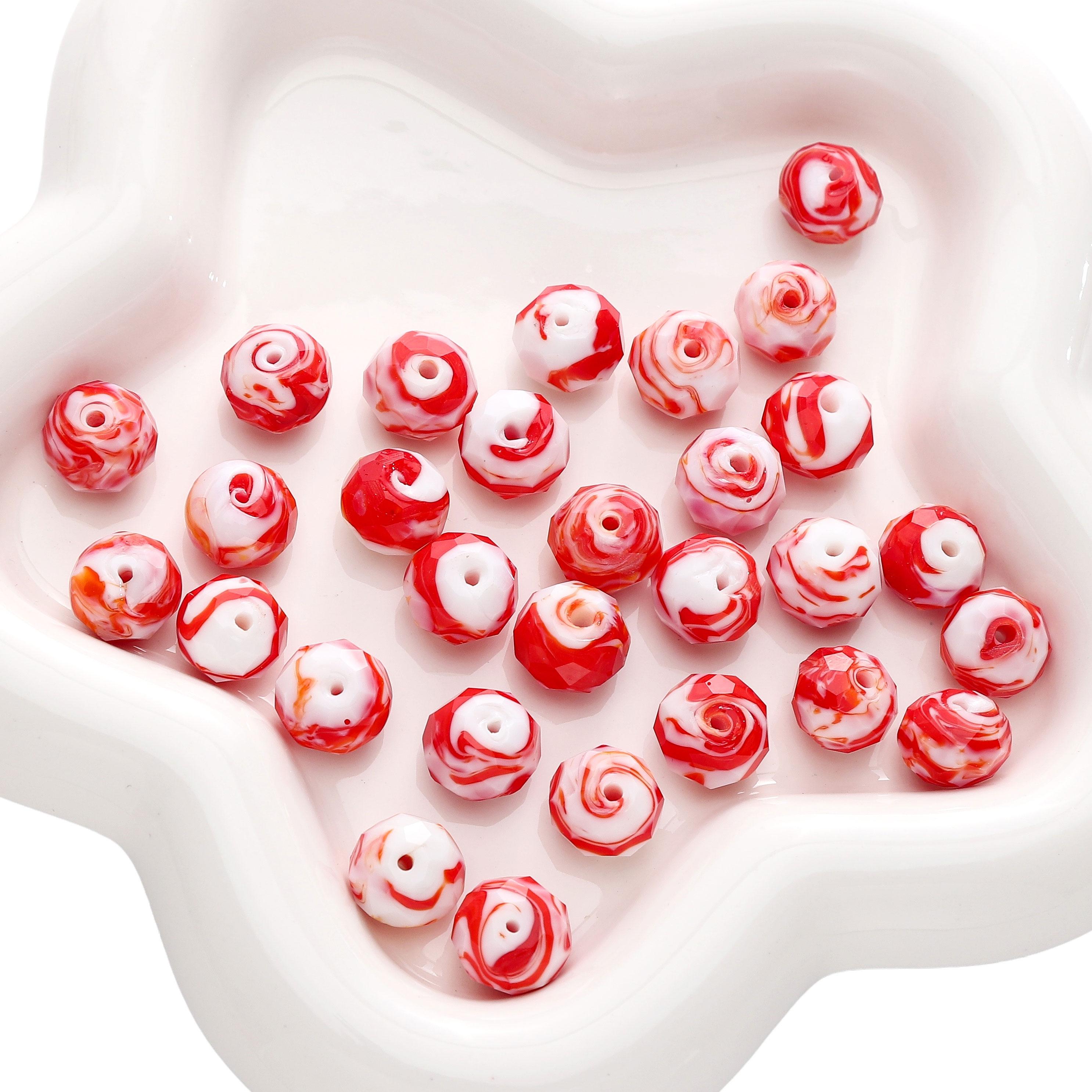 

12x10мм Граненые Стеклянные Бусины Плоские Круглые Разделительные Рассыпные Бусины для DIY Браслетов Ожерелий Изготовления Ювелирных Изделий 06