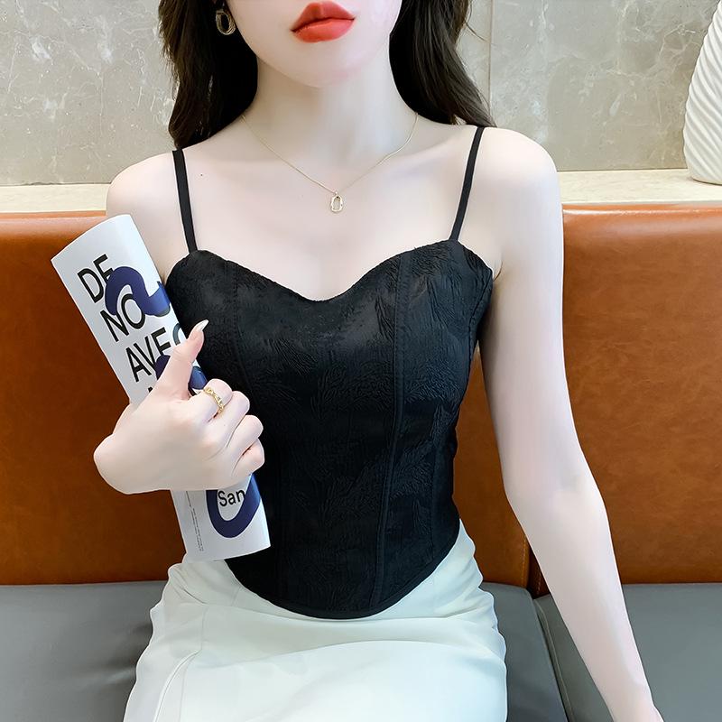 

Женская майка во французском стиле с накладками на грудь — сексуальный, милый и стройнящий дизайн Medium чёрный