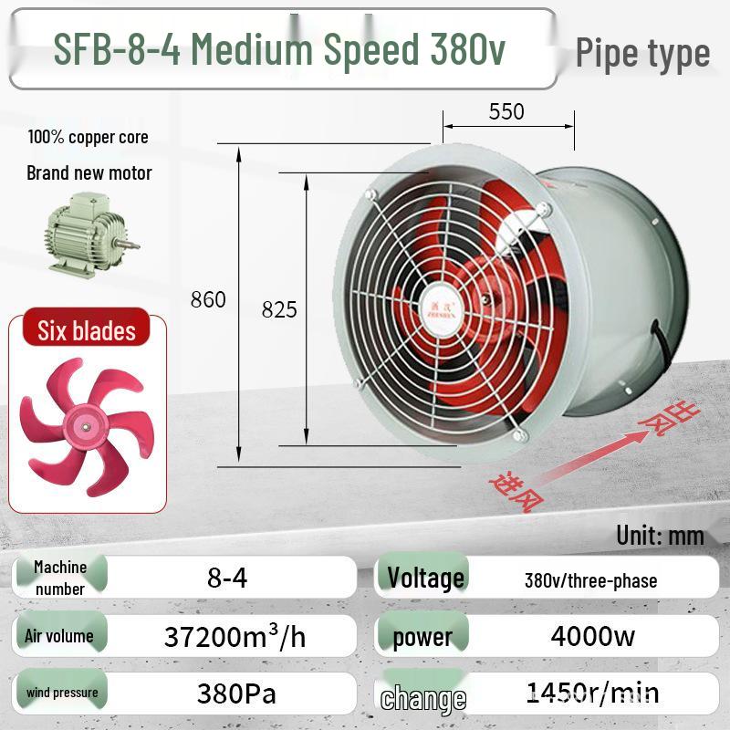 Zhejiang Yishen Oil & Moisture-Proof High-Temperature Axial Ventilation Fan for Industrial Kitchens, 220V/380V.