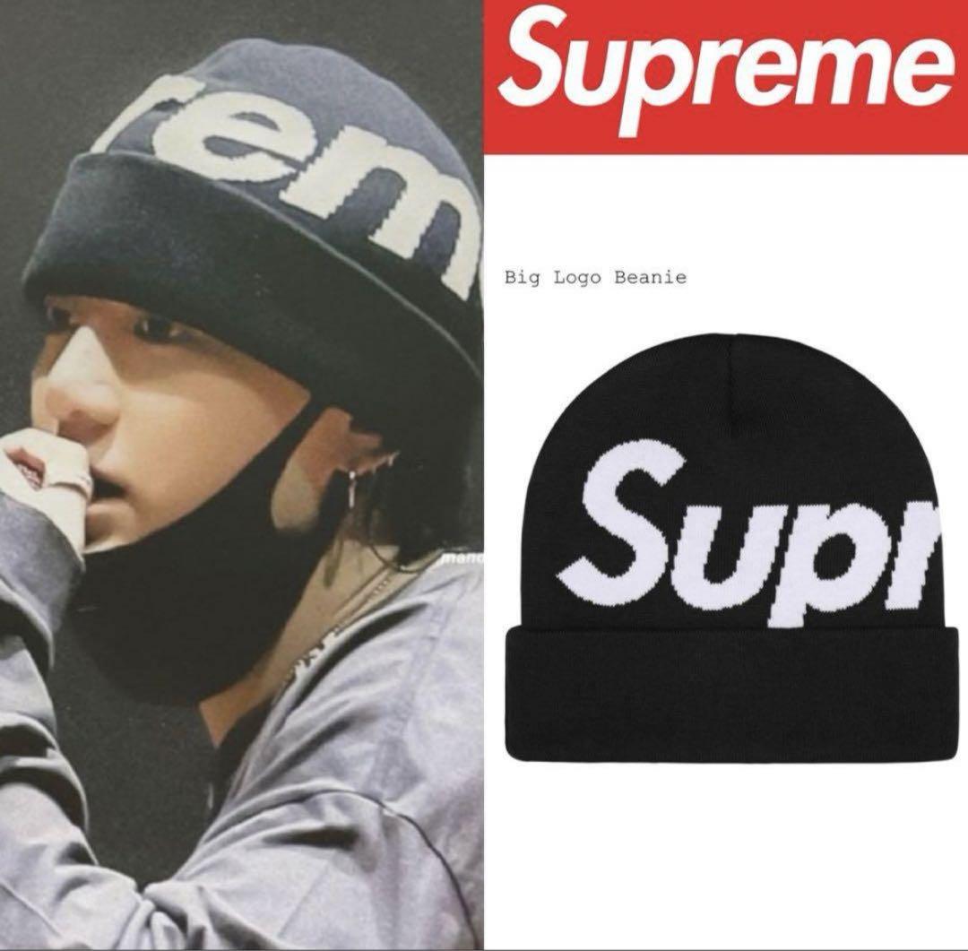

[Б/У] Шапка бини Supreme с большим логотипом черная BTS Чонгук