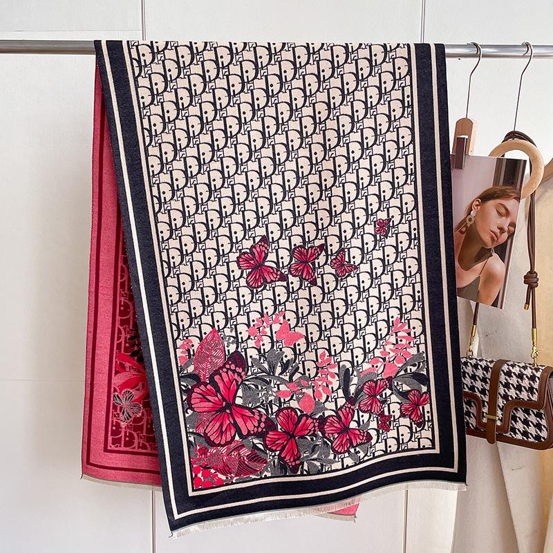 

Шарф Женский Шаль для Кондиционированного Помещения Толстый Имитация Кашемира Утолщенный Ветрозащитный Шарф Буквы 180*65cm чёрный