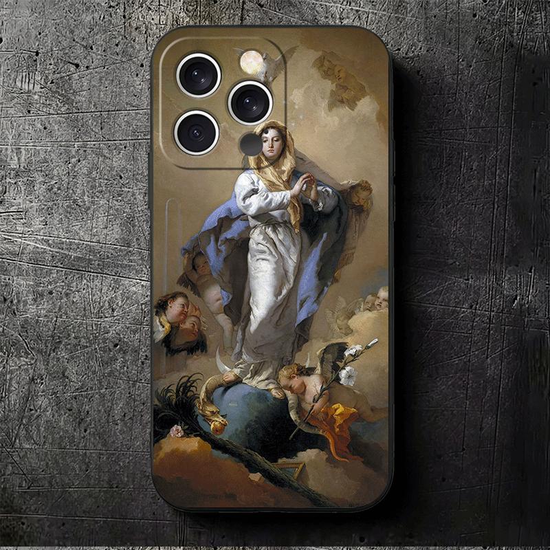 Renaissance Ästhetik Kunst Malerei Weiche Handyhülle für iPhone 16 16E 17 Air 15 Pro Max 14 Plus 13 Mini 11 12 7 Schwarze Hülle Rückseite