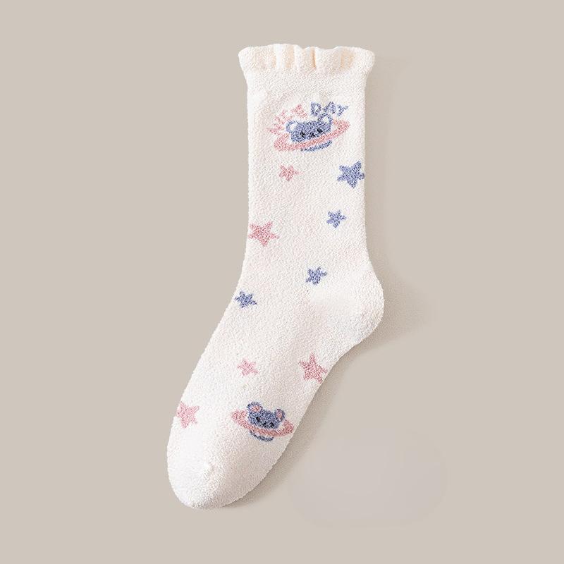 Winter and Autumn Thick and Warm Half-Size Fleece Women's Non-Loose-Material Mid-Calf Stockings Postpartum At-home Maternity Stockings