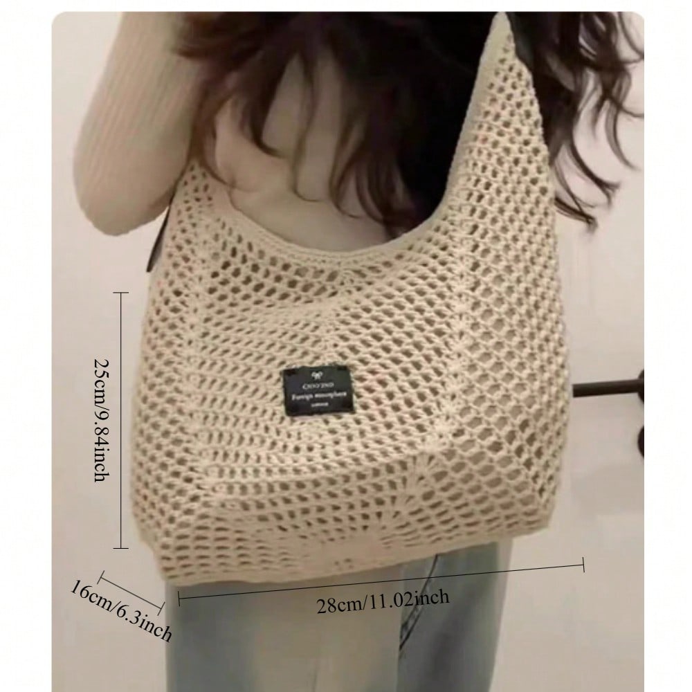 Seaside Vacation Beach Bag Large-capacity Woven Tote Bag New Korean Niche Hollow Shoulder Messenger Bag