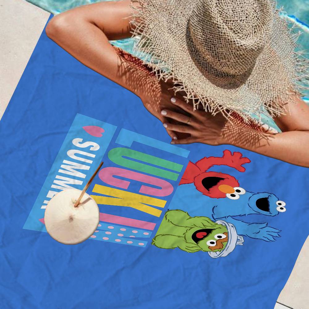 Sesame Street Cartoon Microfiber Blanket Quick Drying Beach Towels Oversized Printing Super Absorbent Pool Towel Blanket