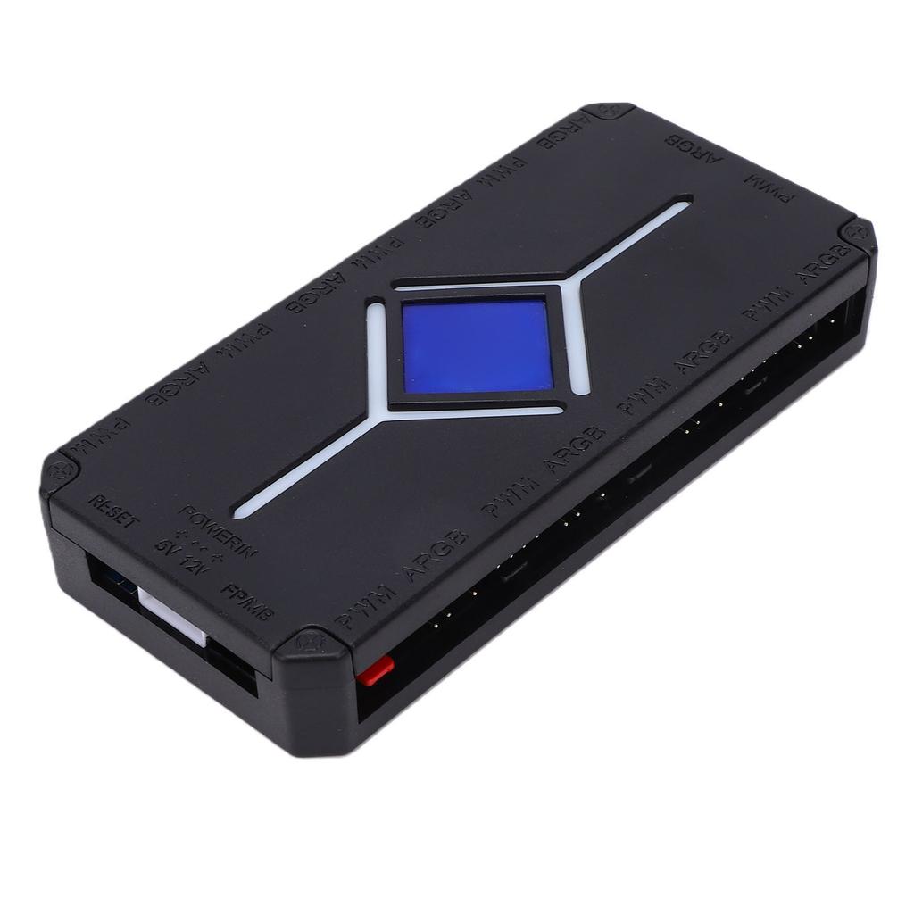 ARGB PWM Fan Hub Controller 3 Pin PC Fan Controller Support Up to 18 Fans Magnetic Design Serial ATA Power Cable Black