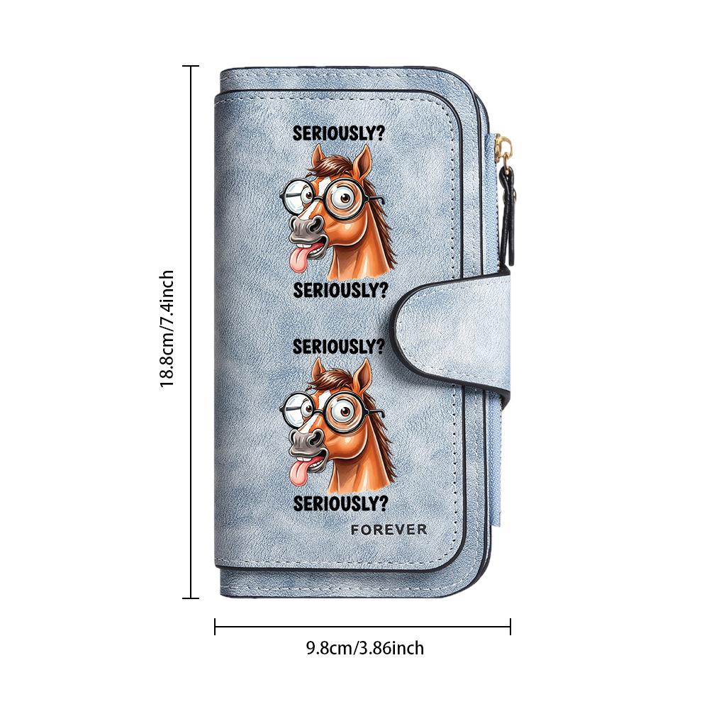 Funny Horse Print Wallet Large Capacity Card Holder for Daily Use Gift for Women 